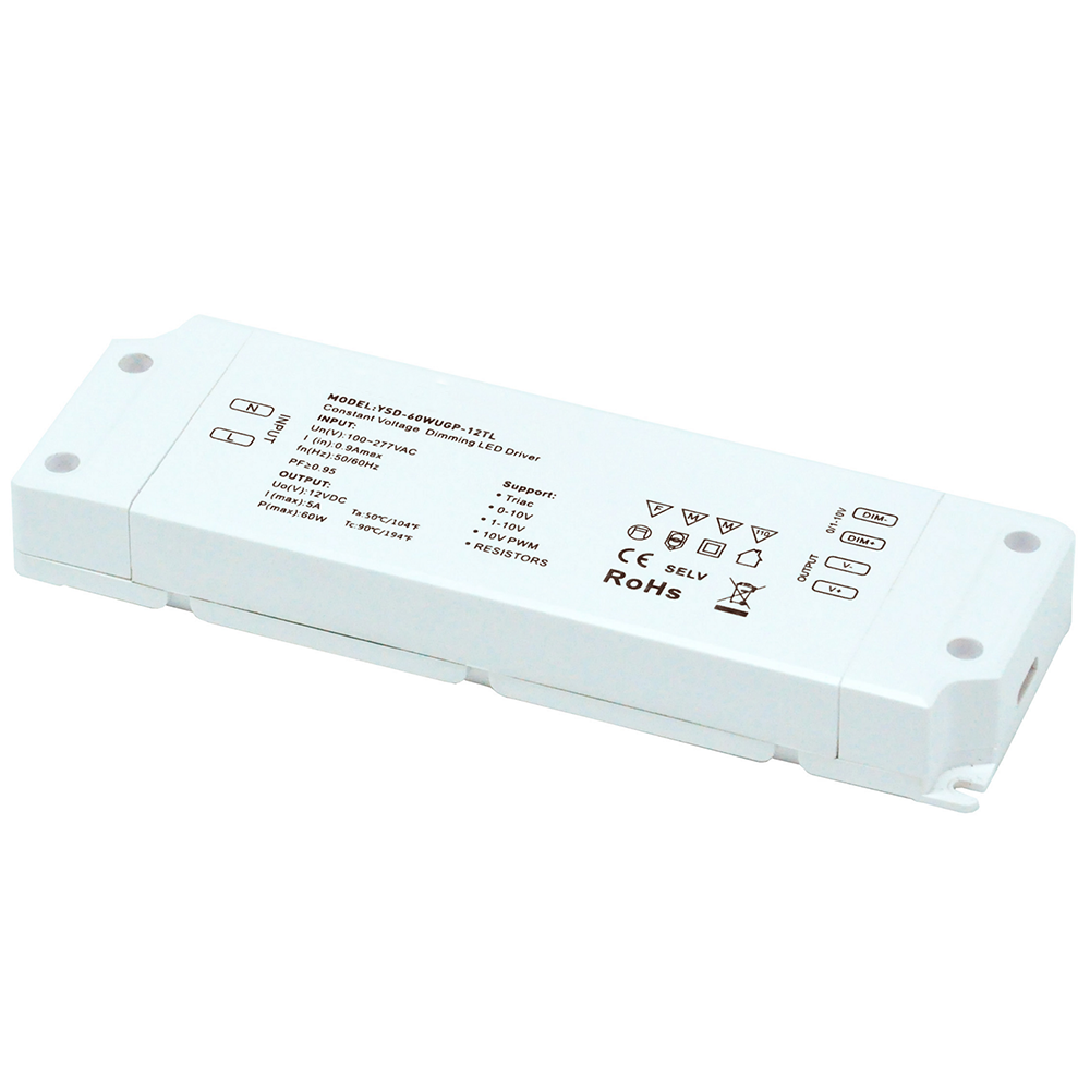 DC12V 60W TRIAC 0/1-10V PWM Dimmable 5 in 1 Dimming LED Intelligent Driver (CV PF>0.95) DC12V 60W TRIAC 0/1-10V PWM Dimmable 5 in 1 Dimming LED Intelligent Driver (CV PF>0.95)